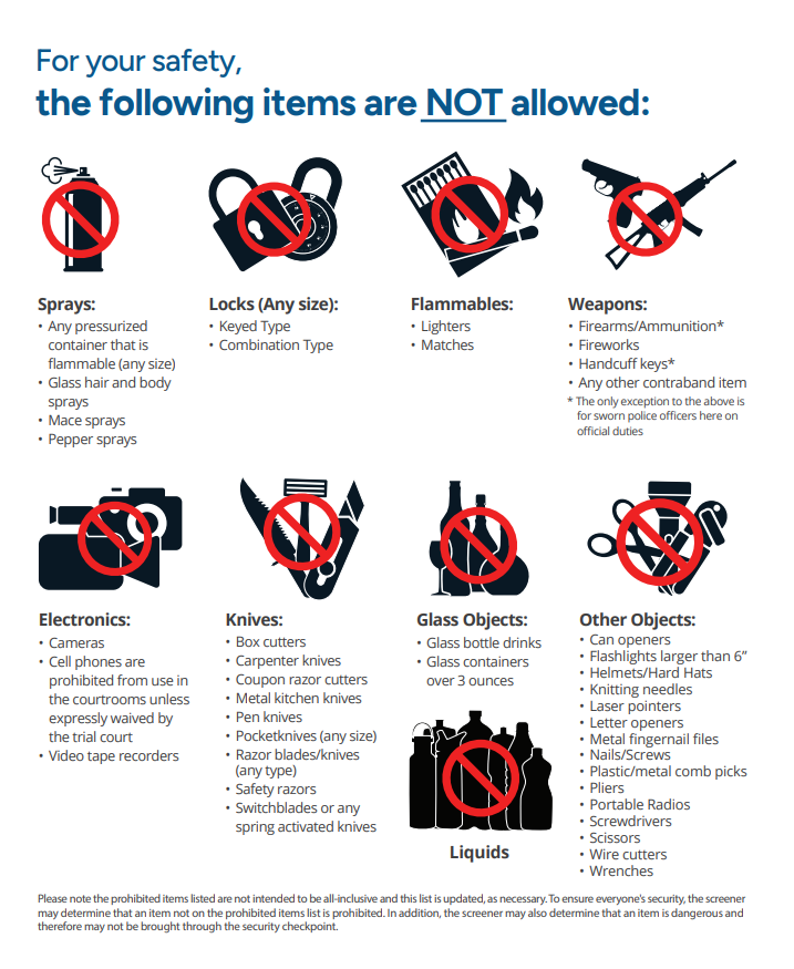 Items Forbidden in Lake County Courthouse - ENGLISH - 2